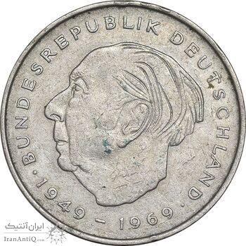 سکه 2 مارک 1973F جمهوری فدرال - تئودور هویس - EF45 - آلمان