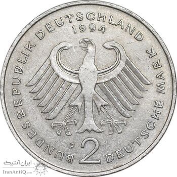 سکه 2 مارک 1994F جمهوری فدرال - فرانتس یوزف اشتراوس - EF45 - آلمان