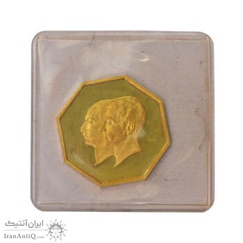 مدال طلا 5 گرمی بانک ملی - هشت ضلعی - با پلمپ - PF65 - محمد رضا شاه