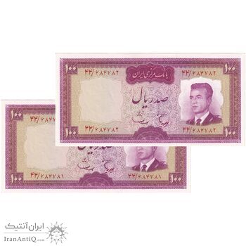 اسکناس 100 ریال (هویدا - سمیعی) - جفت - UNC64 - محمد رضا شاه