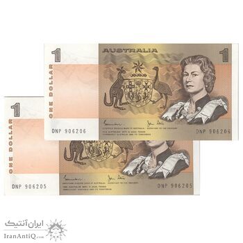 اسکناس 1 دلار بدون تاریخ (1982-1984) الیزابت دوم - Johnston & Stone - جفت - UNC64 - استرالیا