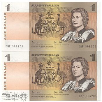 اسکناس 1 دلار بدون تاریخ (1982-1984) الیزابت دوم - Johnston & Stone - جفت - UNC64 - استرالیا