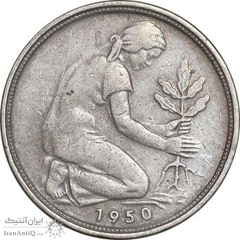 سکه 50 فینیگ 1950G جمهوری فدرال - EF45 - آلمان