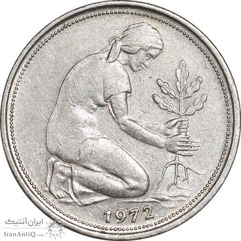 سکه 50 فینیگ 1972G جمهوری فدرال - AU50 - آلمان