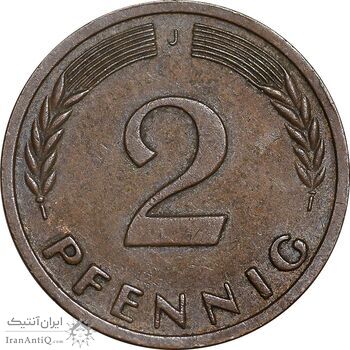 سکه 2 فینیگ 1958J جمهوری فدرال - EF45 - آلمان