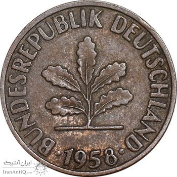 سکه 2 فینیگ 1958J جمهوری فدرال - EF45 - آلمان