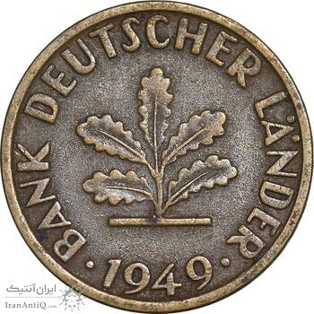 سکه 5 فینیگ 1949D جمهوری فدرال - EF40 - آلمان