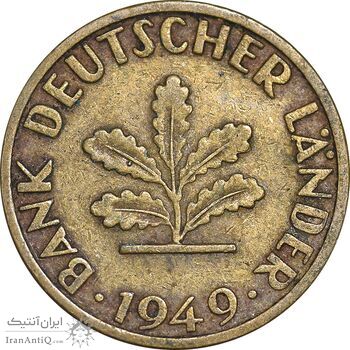 سکه 5 فینیگ 1949F جمهوری فدرال - EF45 - آلمان