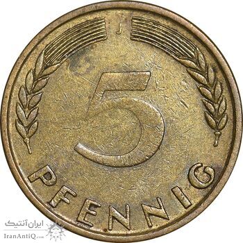 سکه 5 فینیگ 1950J جمهوری فدرال - EF45 - آلمان