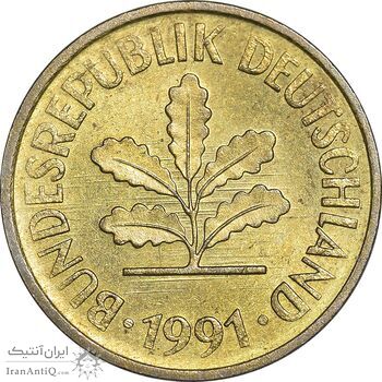 سکه 5 فینیگ 1991G جمهوری فدرال - AU58 - آلمان