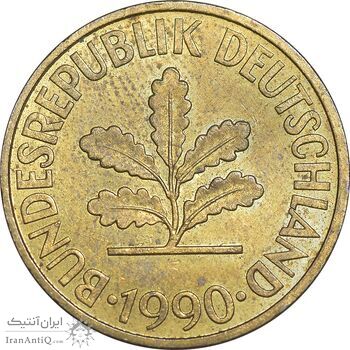 سکه 10 فینیگ 1990J جمهوری فدرال - MS62 - آلمان