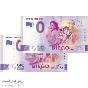 اسکناس 0 یورو 2025 - دیگو مارادونا - جفت - UNC64 - ایتالیا