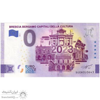 اسکناس 0 یورو 2023 - برشا و برگامو، پایتخت‌های فرهنگی ایتالیا - تک - UNC64 - ایتالیا