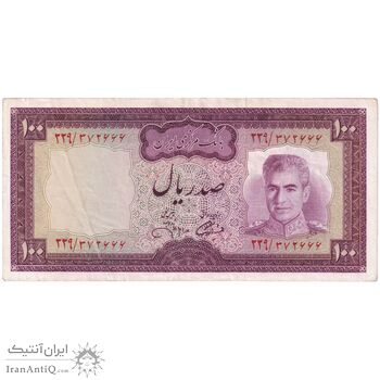 اسکناس 100 ریال (آموزگار - جهانشاهی) - تک - EF45 - محمد رضا شاه