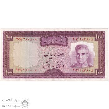 اسکناس 100 ریال (آموزگار - جهانشاهی) - تک - EF40 - محمد رضا شاه