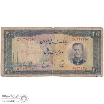 اسکناس 200 ریال 1337 - تک - F15 - محمد رضا شاه