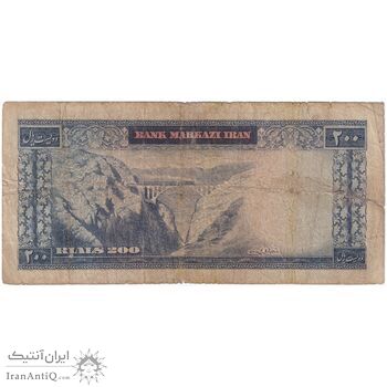اسکناس 200 ریال (آموزگار - سمیعی) نوشته قرمز - تک - F15 - محمد رضا شاه