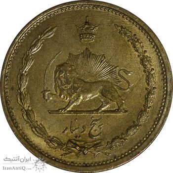سکه 5 دینار 1319 برنز - MS61 - رضا شاه
