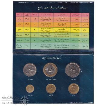 پک سکه های رایج بانک مرکزی (سکه 1 ریال 1373 دماوند) - UNC - جمهوری اسلامی