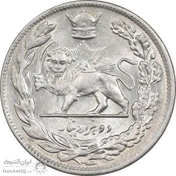 سکه 2000 دینار 1308 تصویری - MS62 - رضا شاه