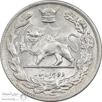 سکه 2000 دینار 1308 تصویری - MS62 - رضا شاه