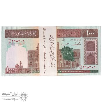 بسته اسکناس 1000 ریال (ایروانی - قاسمی) فیلیگران الله - شماره بزرگ - UNC - جمهوری اسلامی