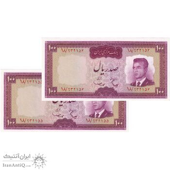اسکناس 100 ریال (هویدا - سمیعی) - جفت - UNC64 - محمد رضا شاه