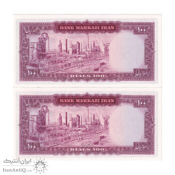 اسکناس 100 ریال (هویدا - سمیعی) - جفت - UNC64 - محمد رضا شاه