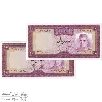 اسکناس 100 ریال (آموزگار - جهانشاهی) - جفت - UNC62 - محمد رضا شاه