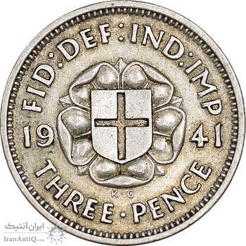 سکه 3 پنس 1941 جرج ششم - AU50 - انگلستان