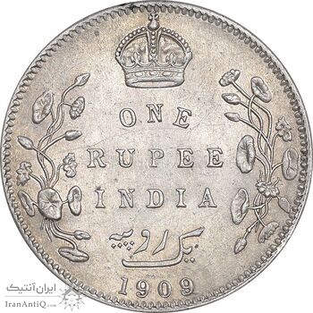 سکه 1 روپیه 1909 ادوارد هفتم - AU50 - هند