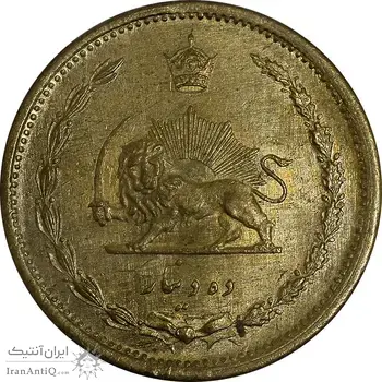 سکه 10 دینار 1319 برنز - MS63 - رضا شاه