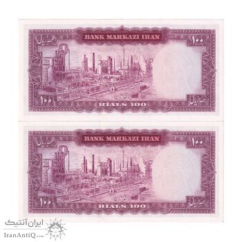 اسکناس 100 ریال 1342 - جفت - UNC63 - محمد رضا شاه