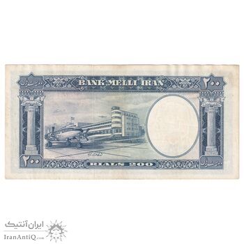 اسکناس 200 ریال 1337 - تک - AU53 - محمد رضا شاه