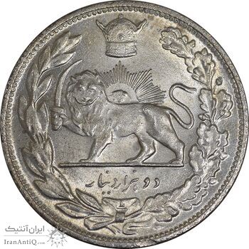 سکه 2000 دینار 1306 تصویری - ضرب لنینگراد - MS64 - رضا شاه