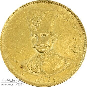 سکه طلا 2 تومان 1297 تصویری (با فلش) - AU55 - ناصرالدین شاه