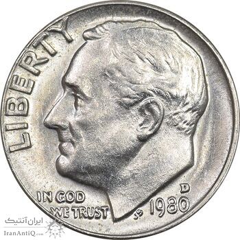 سکه 1 دایم 1980D روزولت - MS61 - آمریکا