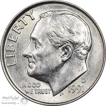 سکه 1 دایم 1991D روزولت - MS61 - آمریکا