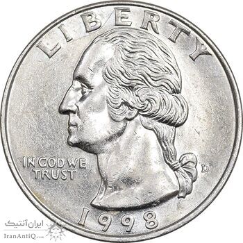 سکه کوارتر دلار 1998D واشنگتن - AU55 - آمریکا