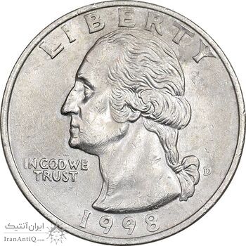 سکه کوارتر دلار 1998D واشنگتن - AU55 - آمریکا