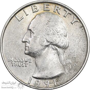 سکه کوارتر دلار 1991D واشنگتن - AU55 - آمریکا