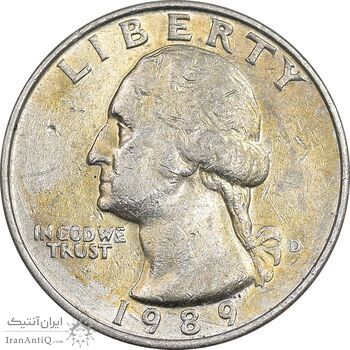 سکه کوارتر دلار 1989D واشنگتن - AU50 - آمریکا