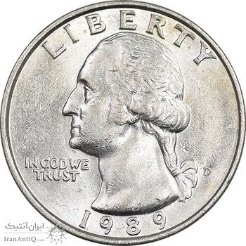 سکه کوارتر دلار 1989D واشنگتن - AU58 - آمریکا