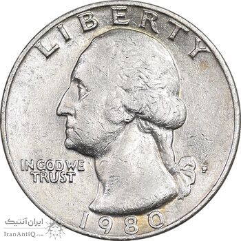 سکه کوارتر دلار 1980P واشنگتن - AU50 - آمریکا
