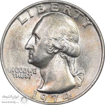 سکه کوارتر دلار 1974 واشنگتن - MS61 - آمریکا