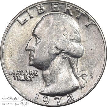 سکه کوارتر دلار 1972D واشنگتن - AU58 - آمریکا