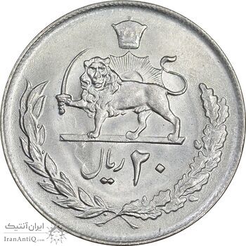 سکه 20 ریال 2537 - MS63 - محمد رضا شاه