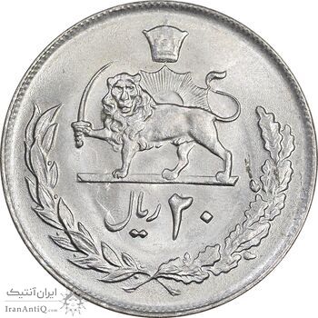 سکه 20 ریال 2537 - MS62 - محمد رضا شاه