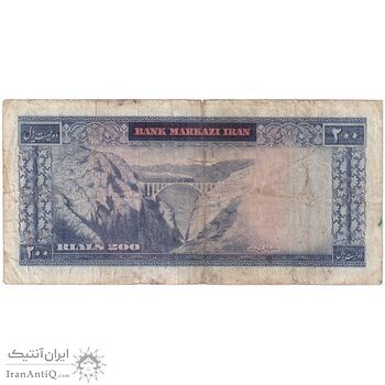 اسکناس 200 ریال (آموزگار - فرمان فرماییان) نوشته سیاه - تک - VF20 - محمد رضا شاه