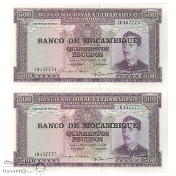 اسکناس 500 اسکودو بدون تاریخ (1976) جمهوری خلق - شماره سریال 8 رقمی - جفت - UNC64 - موزامبیک